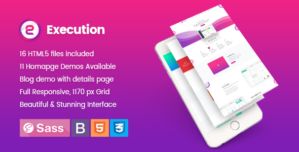 Execution App Landing & Product Showcase HTML5 Template