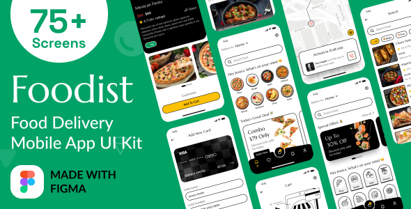 Multipurpose Food Delivery Mobile App UI Kit Figma Template – Foodist