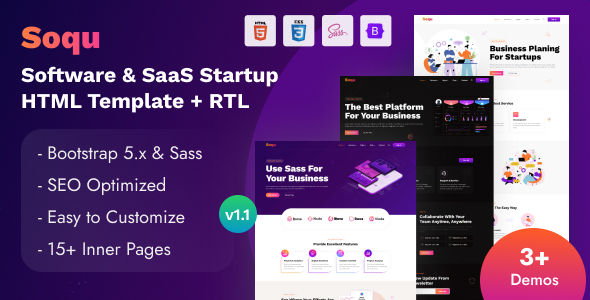 Soqu – Software & SaaS Startup HTML Template