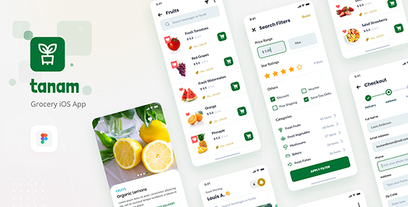 Tanam – Clean Grocery iOS App Design Template Figma