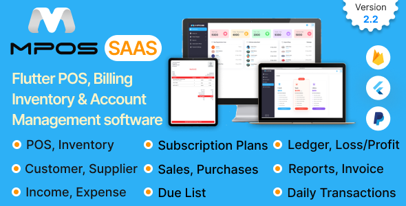 MPOS SAAS – Flutter Web POS,Billing,Inventory Account software & Firebase+Super Admin