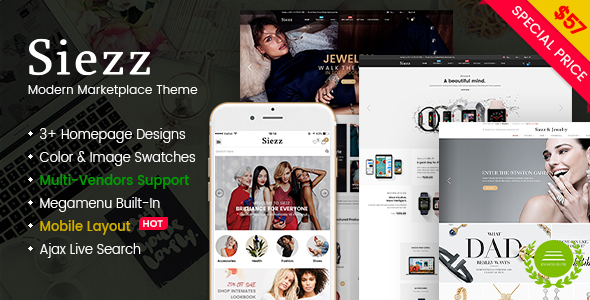 Siezz – Multi Vendor MarketPlace WooCommerce WordPress Theme (Mobile Layout Ready)