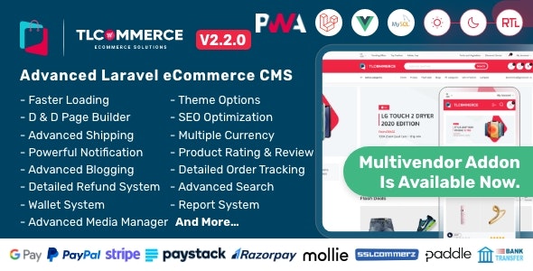 TLCommerce | Laravel & VueJS Powered Ecommerce CMS with PWA